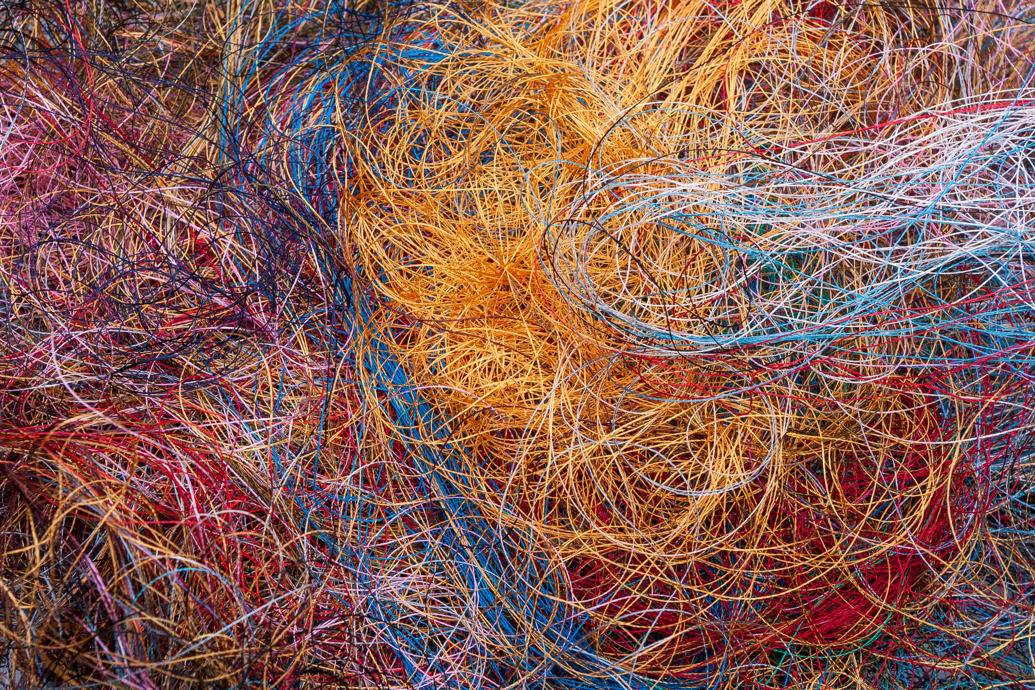 abstract pile yarns formed of different colors